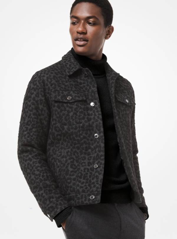 Panske Bundy Michael Kors Leopard Wool Trucker Tmavo Siva - Oblecenie Michael Kors Outlet | FZAIM-7864